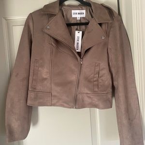 Steve Madden NWT faux suede brown Moto Jacket